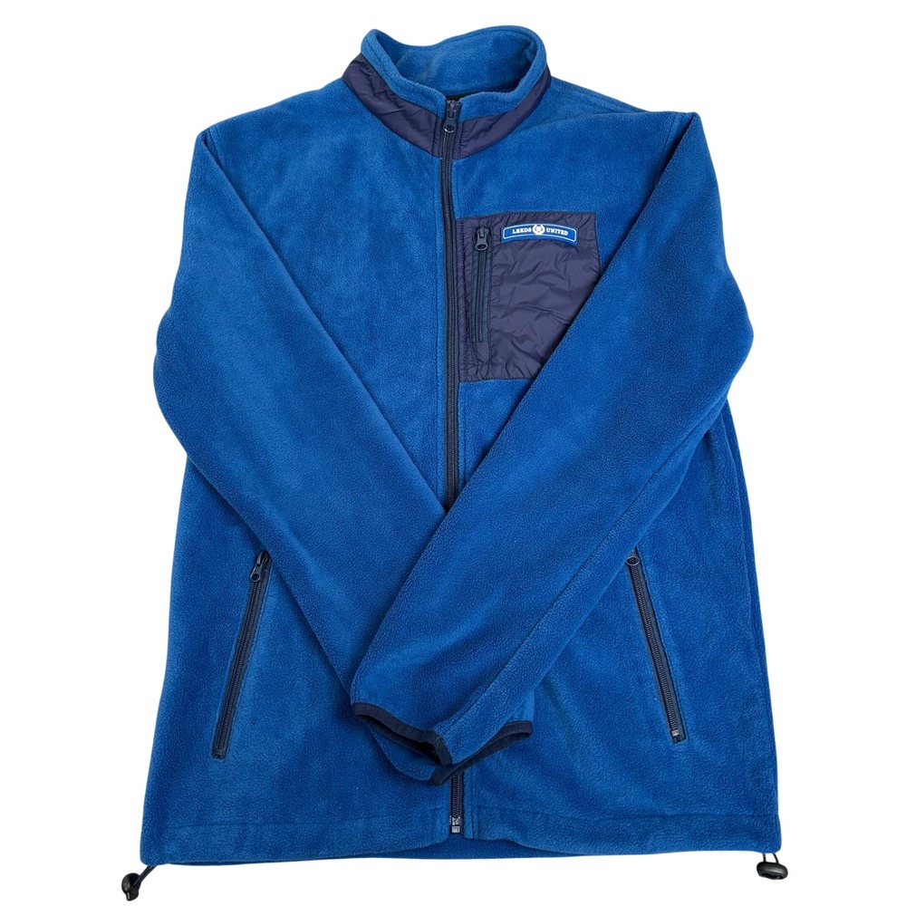 Official Leeds United FC Full Zip Fleece Jacket Blue Mens Size Small LUFC